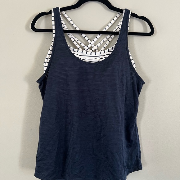 Athleta 2 in 1 Navy Strappy Tank Top - Picture 1 of 5